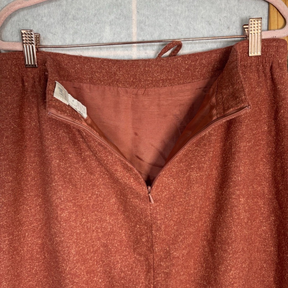 J Jill Maxi Skirt Women's Size 18 Wool Silk Blend Orange Lined Fringe Drawstring - Picture 7 of 10